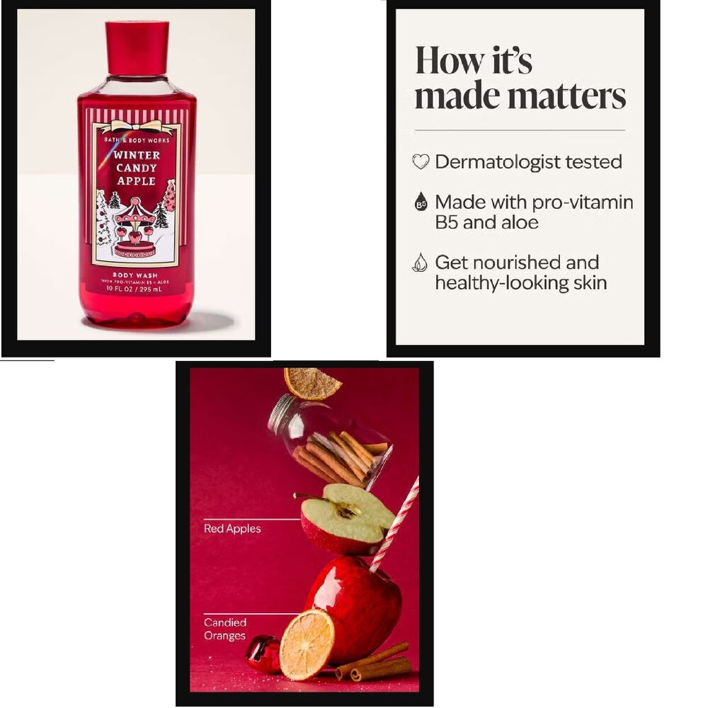 NEW BATH & BODY WORKS - Wimter Candy Apple Body Wash 10oz w/ Vit B & Aloe
